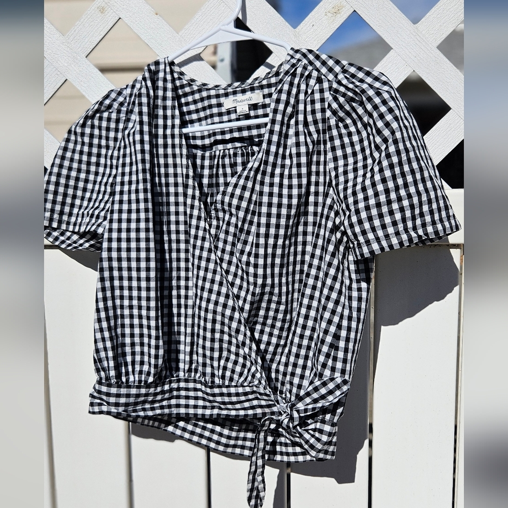 Madewell Gingham wrap top